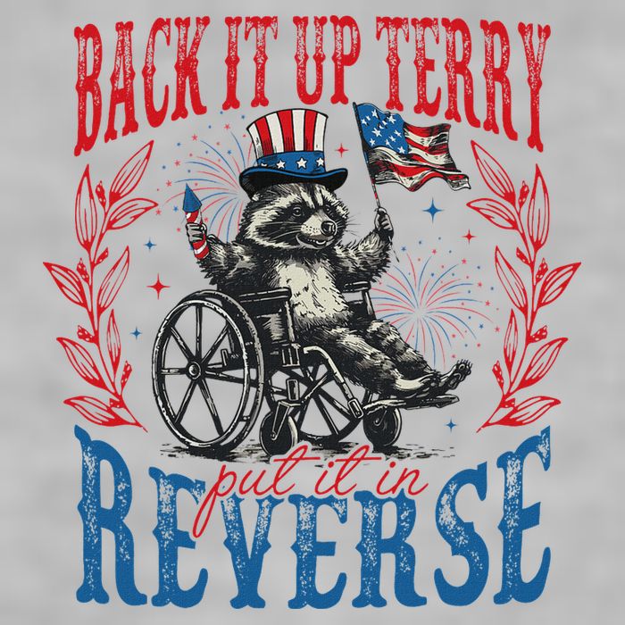 Back It Up Terry Put It In Reverse Funny Racoon 4th Of July Ladies PosiCharge Tri-Blend Wicking Tank