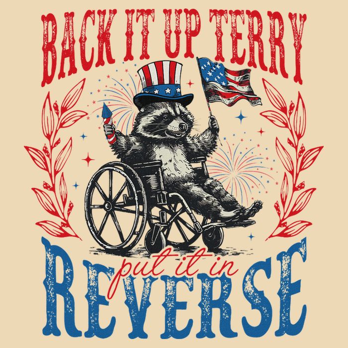Back It Up Terry Put It In Reverse Funny Racoon 4th Of July Drawstring Bag