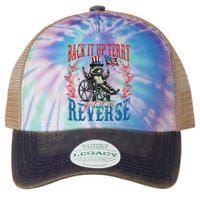 Back It Up Terry Put It In Reverse Funny Racoon 4th Of July Legacy Tie Dye Trucker Hat