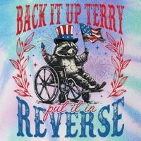 Back It Up Terry Put It In Reverse Funny Racoon 4th Of July Legacy Tie Dye Trucker Hat
