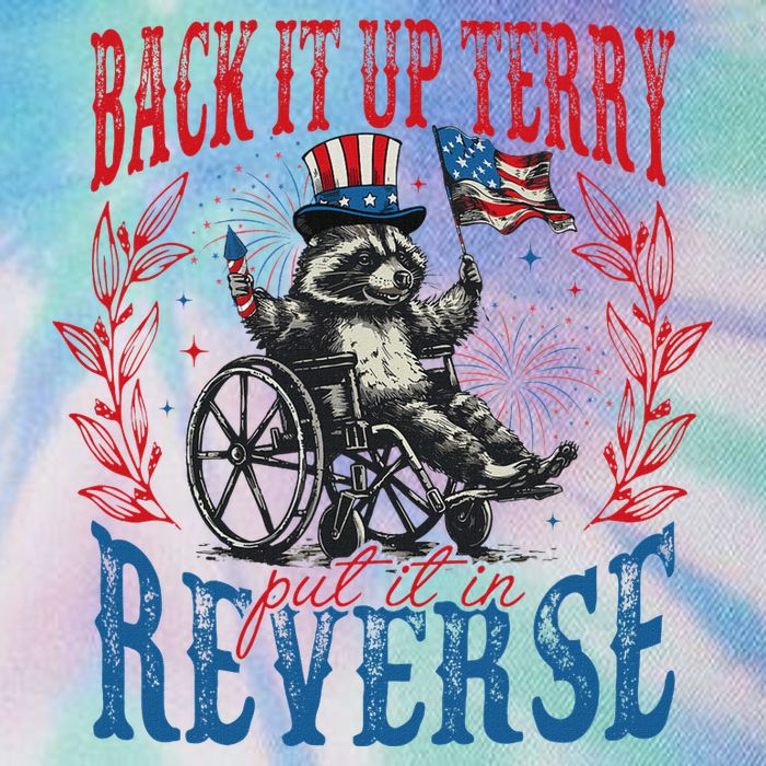 Back It Up Terry Put It In Reverse Funny Racoon 4th Of July Legacy Tie Dye Trucker Hat