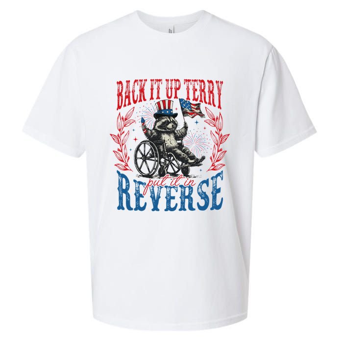 Back It Up Terry Put It In Reverse Funny Racoon 4th Of July Sueded Cloud Jersey T-Shirt