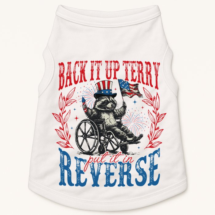 Back It Up Terry Put It In Reverse Funny Racoon 4th Of July Doggie Tank