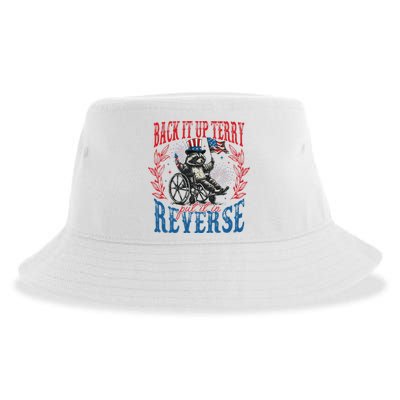 Back It Up Terry Put It In Reverse Funny Racoon 4th Of July Sustainable Bucket Hat