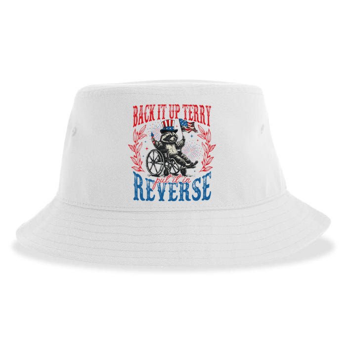 Back It Up Terry Put It In Reverse Funny Racoon 4th Of July Sustainable Bucket Hat