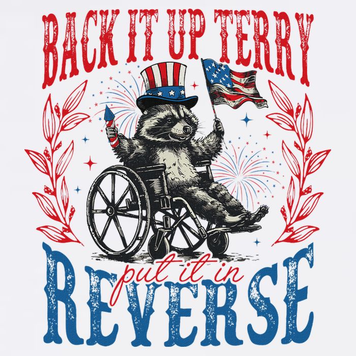 Back It Up Terry Put It In Reverse Funny Racoon 4th Of July Sustainable Bucket Hat