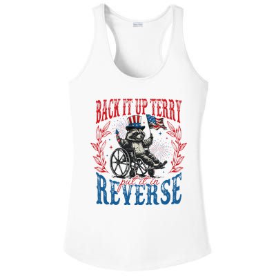 Back It Up Terry Put It In Reverse Funny Racoon 4th Of July Ladies PosiCharge Competitor Racerback Tank