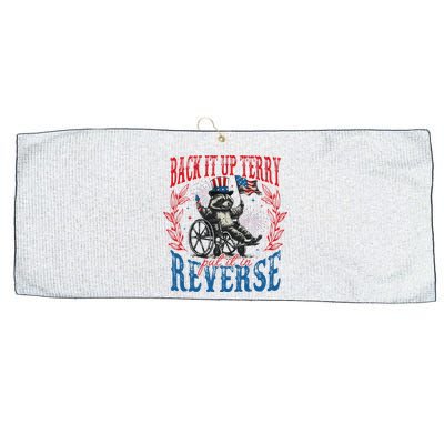 Back It Up Terry Put It In Reverse Funny Racoon 4th Of July Large Microfiber Waffle Golf Towel