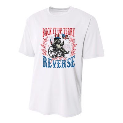 Back It Up Terry Put It In Reverse Funny Racoon 4th Of July Youth Performance Sprint T-Shirt