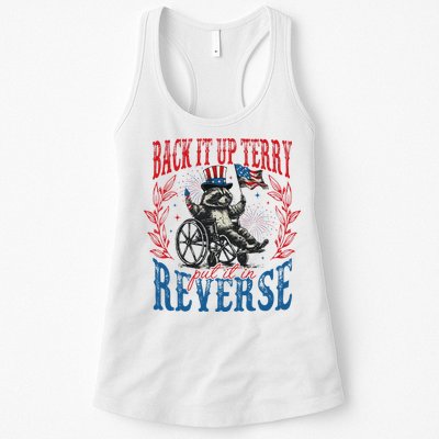 Back It Up Terry Put It In Reverse Funny Racoon 4th Of July Womens Tank Top