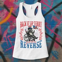 Back It Up Terry Put It In Reverse Funny Racoon 4th Of July Womens Tank Top