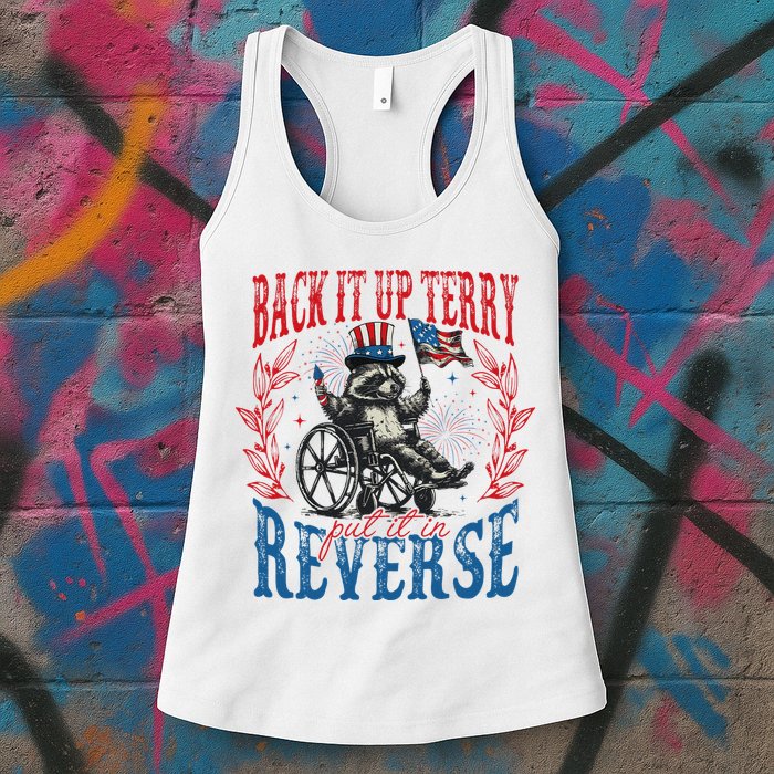 Back It Up Terry Put It In Reverse Funny Racoon 4th Of July Womens Tank Top