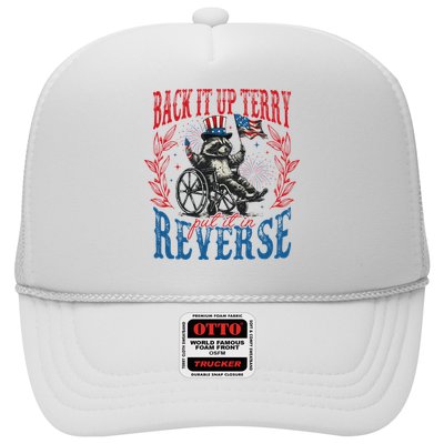 Back It Up Terry Put It In Reverse Funny Racoon 4th Of July Trucker Hat