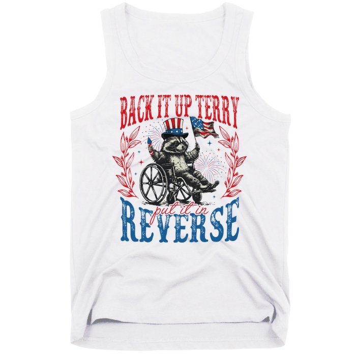 Back It Up Terry Put It In Reverse Funny Racoon 4th Of July Tank Top