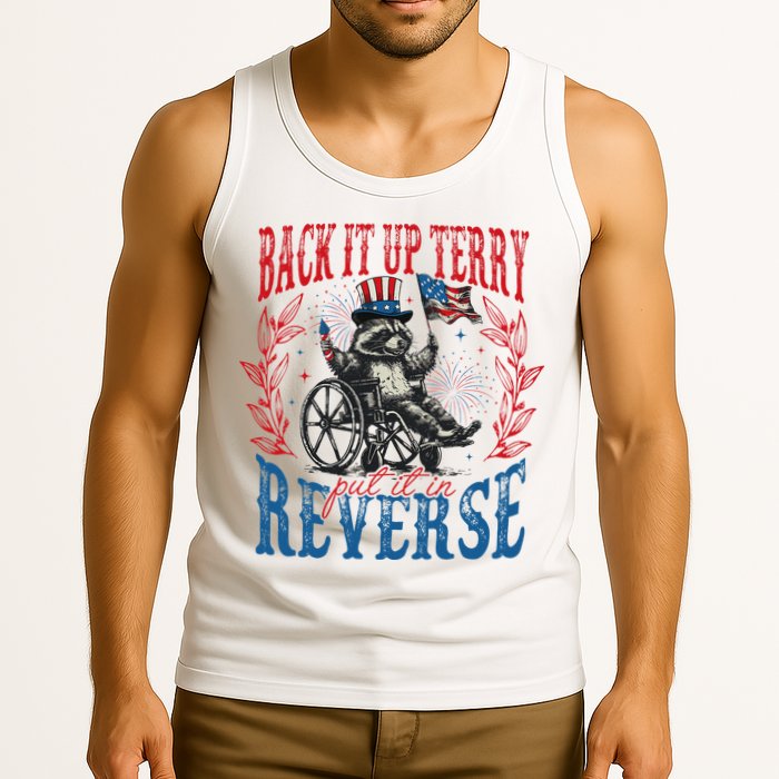 Back It Up Terry Put It In Reverse Funny Racoon 4th Of July Tank Top