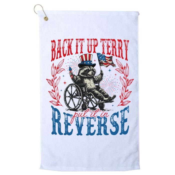 Back It Up Terry Put It In Reverse Funny Racoon 4th Of July Golf Towel
