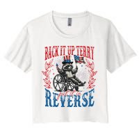 Back It Up Terry Put It In Reverse Funny Racoon 4th Of July Crop Top