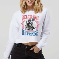 Back It Up Terry Put It In Reverse Funny Racoon 4th Of July Cropped Pullover Crew