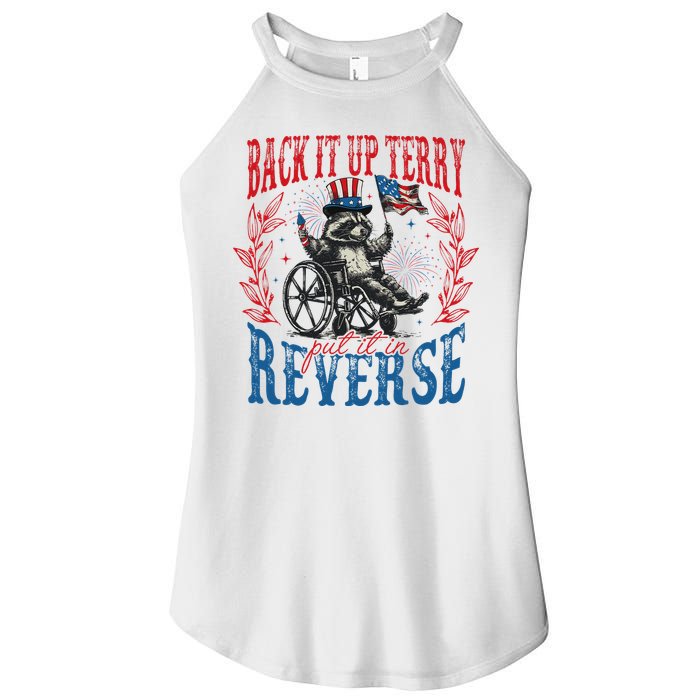 Back It Up Terry Put It In Reverse Funny Racoon 4th Of July Women's Perfect Tri Rocker Tank