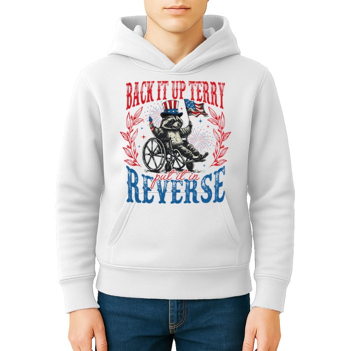 Back It Up Terry Put It In Reverse Funny Racoon 4th Of July Kids Hoodie