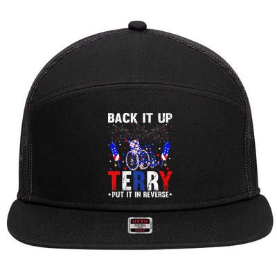 Back It Up Terry Put It In Reverse Funny 4th Of July 7 Panel Mesh Trucker Snapback Hat