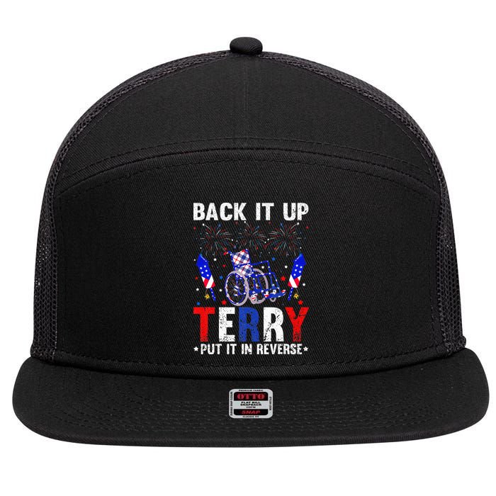 Back It Up Terry Put It In Reverse Funny 4th Of July 7 Panel Mesh Trucker Snapback Hat
