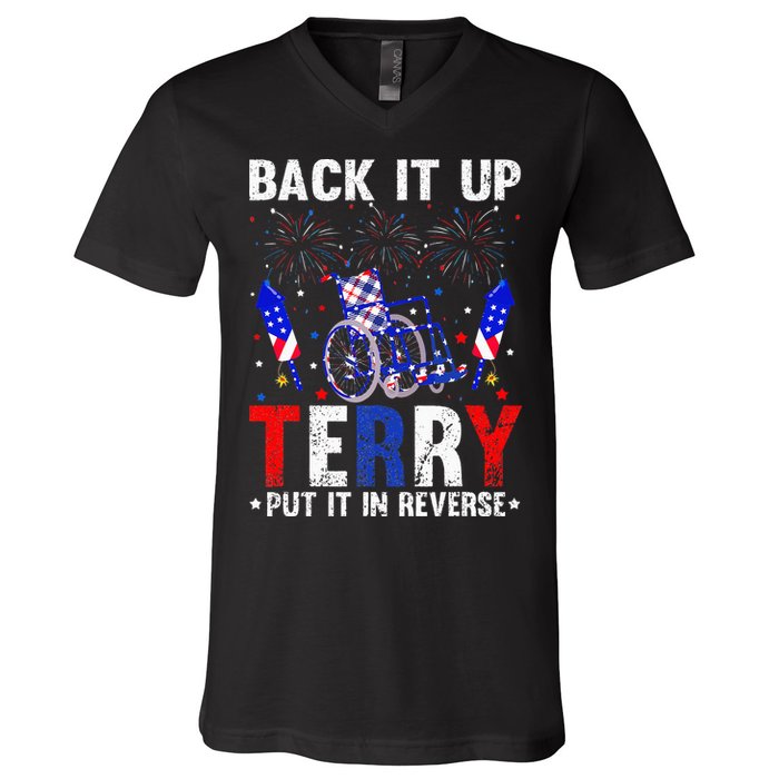 Back It Up Terry Put It In Reverse Funny 4th Of July V-Neck T-Shirt