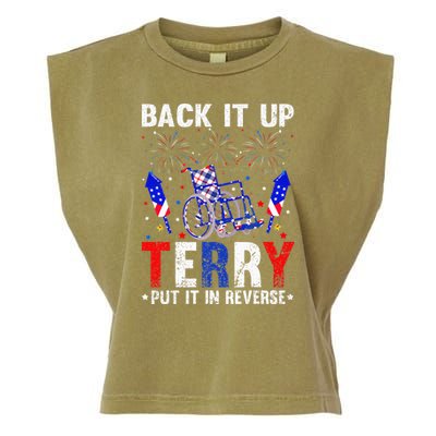 Back It Up Terry Put It In Reverse Funny 4th Of July Garment-Dyed Women's Muscle Tee
