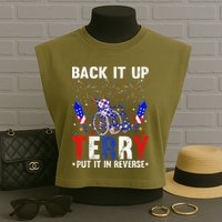 Back It Up Terry Put It In Reverse Funny 4th Of July Garment-Dyed Women's Muscle Tee