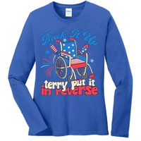 Back It Up Terry Put It In Reverse Firework 4th Of July Ladies Long Sleeve Shirt