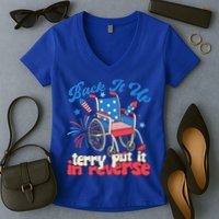 Back It Up Terry Put It In Reverse Firework 4th Of July Women's V-Neck T-Shirt