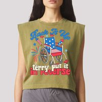 Back It Up Terry Put It In Reverse Firework 4th Of July Garment-Dyed Women's Muscle Tee