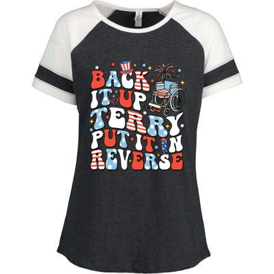 Back It Up Terry Put It In Reverse 4th July Enza Ladies Jersey Colorblock Tee