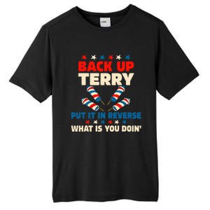 Back it Up Terry Put It In Reverse July 4th Fireworks Terry Tall Fusion ChromaSoft Performance T-Shirt