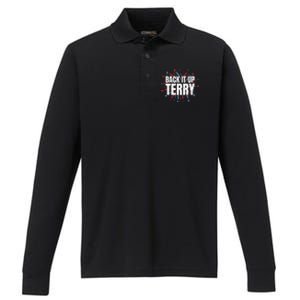 Back It Up Terry Funny 4th Of July Fireworks Performance Long Sleeve Polo