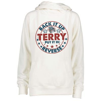 Back It Up Terry Put In Reverse Fireworks 4th Of July Womens Funnel Neck Pullover Hood