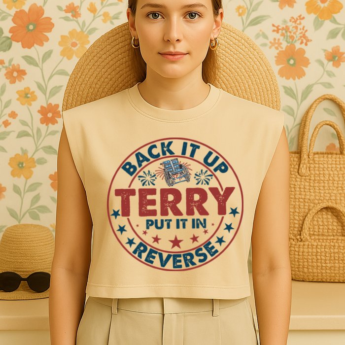 Back It Up Terry Put In Reverse Fireworks 4th Of July Garment-Dyed Women's Muscle Tee