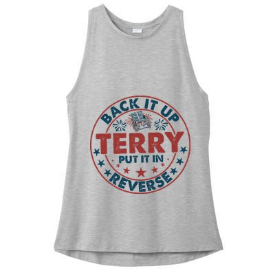 Back It Up Terry Put In Reverse Fireworks 4th Of July Ladies PosiCharge Tri-Blend Wicking Tank