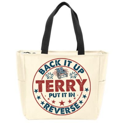 Back It Up Terry Put In Reverse Fireworks 4th Of July Zip Tote Bag