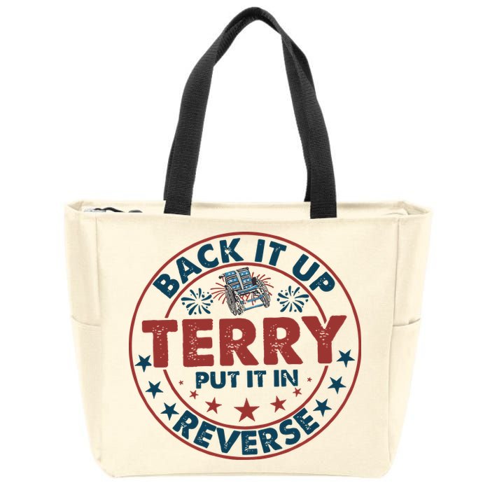 Back It Up Terry Put In Reverse Fireworks 4th Of July Zip Tote Bag