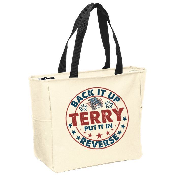 Back It Up Terry Put In Reverse Fireworks 4th Of July Zip Tote Bag