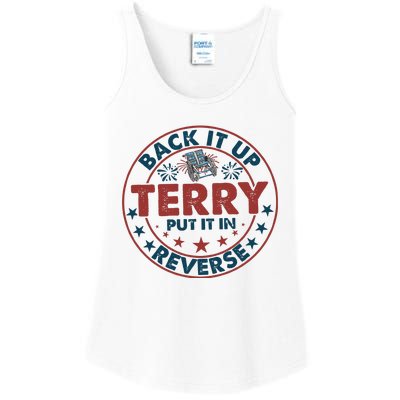 Back It Up Terry Put In Reverse Fireworks 4th Of July Ladies Essential Tank