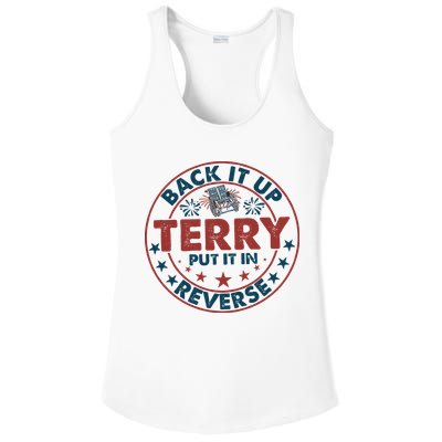 Back It Up Terry Put In Reverse Fireworks 4th Of July Ladies PosiCharge Competitor Racerback Tank