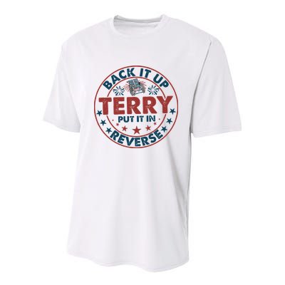 Back It Up Terry Put In Reverse Fireworks 4th Of July Youth Performance Sprint T-Shirt