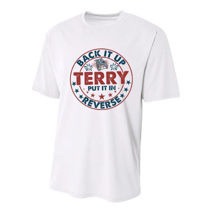 Back It Up Terry Put In Reverse Fireworks 4th Of July Youth Performance Sprint T-Shirt