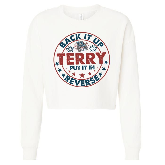 Back It Up Terry Put In Reverse Fireworks 4th Of July Cropped Pullover Crew