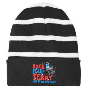 Back It Up Terry Put It In Reverse 4th Of July Fireworks Striped Beanie with Solid Band