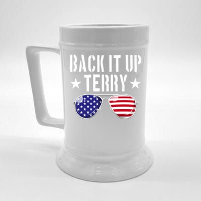 Back It Up Terry Put It In Reverse Usa Flag 4th Of July Funny Gift Beer Stein