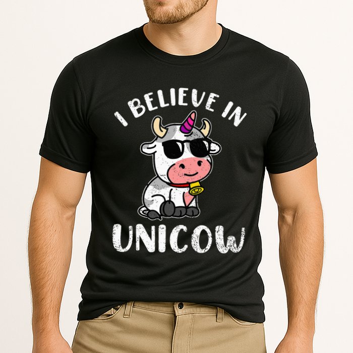 Believe In Unicow Dairy Farmer Cattle Rancher Cooling Performance Crew T-Shirt