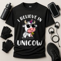 Believe In Unicow Dairy Farmer Cattle Rancher Cooling Performance Crew T-Shirt